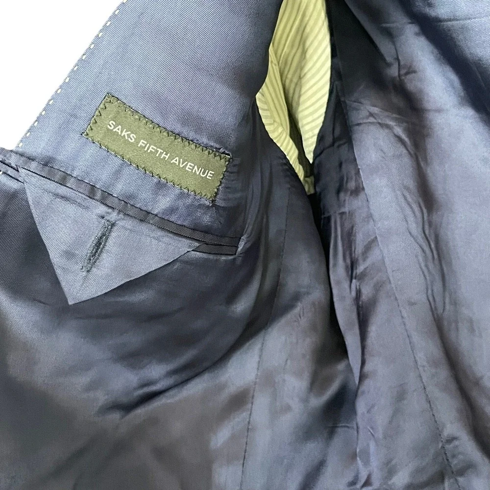 Saks Fifth Avenue Ing‎ Loro Piana Navy Blue Wool Four Seasons 44L Blazer